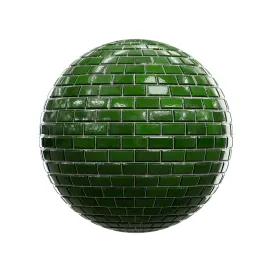 Shiny green brick wall